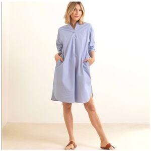 Mer Sea Women's Coastal Pinstripe Essential Shirt Dress Blue White Size‎ S/M